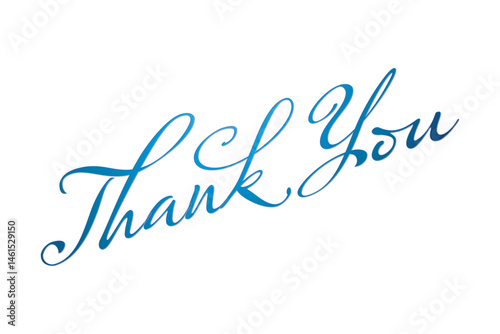 手書き風の筆記体で書いたThank You（ありがとう）の文字（カリグラフィー）

