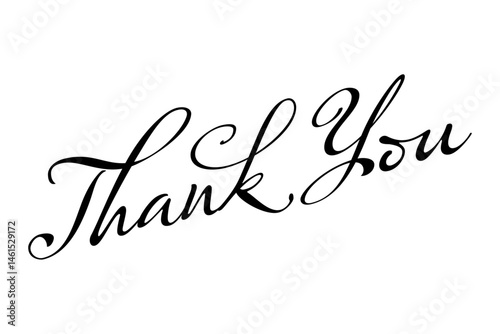 手書き風の筆記体で書いたThank You（ありがとう）の文字（カリグラフィー）
