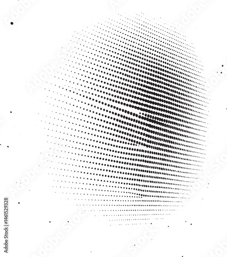 A dynamic white-on-black halftone creates a sense of movement and depth.