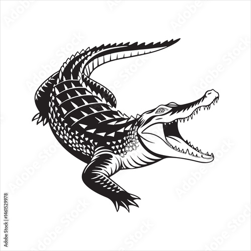 Nile crocodile silhouette vector