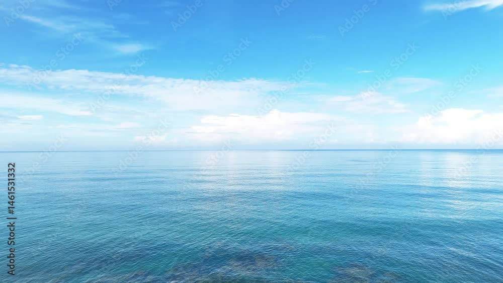 Stunning Blue Ocean Water Surface Under Clear Blue Sky Perfect Summer Vacation Background