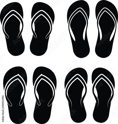 A Flip flops sandals icon Vector Art Illustration EPS File. 4 Bundle File
