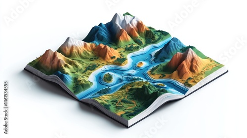 3D Pop-up Book, Mountain River Landscape, Fantasy World, Educational Tool