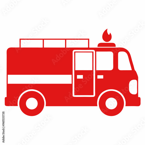 Fire truck vector on white background.