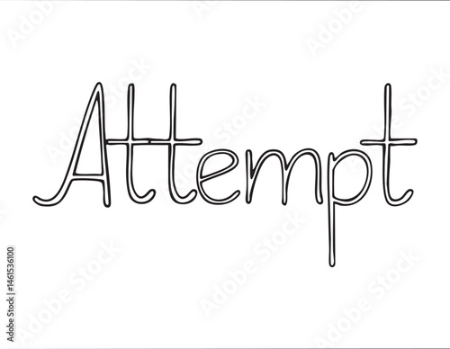 A handwritten word 'Attempt' is rendered in black ink on a smooth surface.