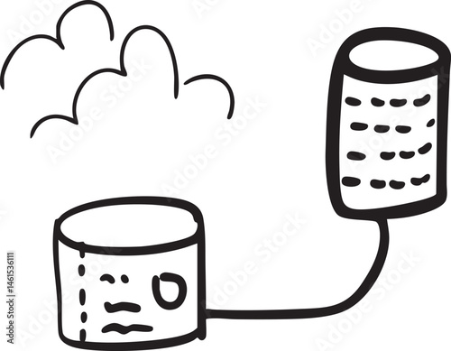 Two cylindrical objects are connected by a