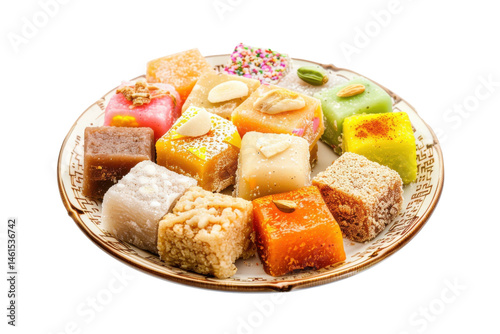 Indian Sweet Barfi Assortment on Plate