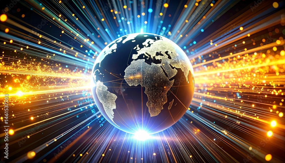Fototapeta premium Information travels at the speed of light. 