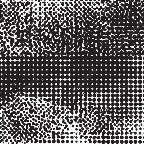 A dynamic textured transitions from dense black to sparse white.
