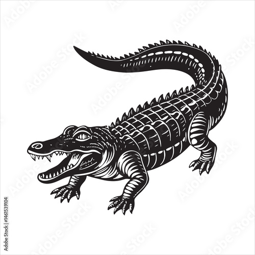 Nile crocodile silhouette vector