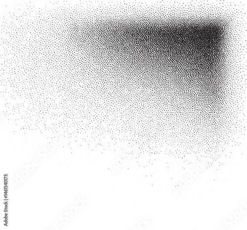 A dark textured sphere emerges from a field of tiny white dots.