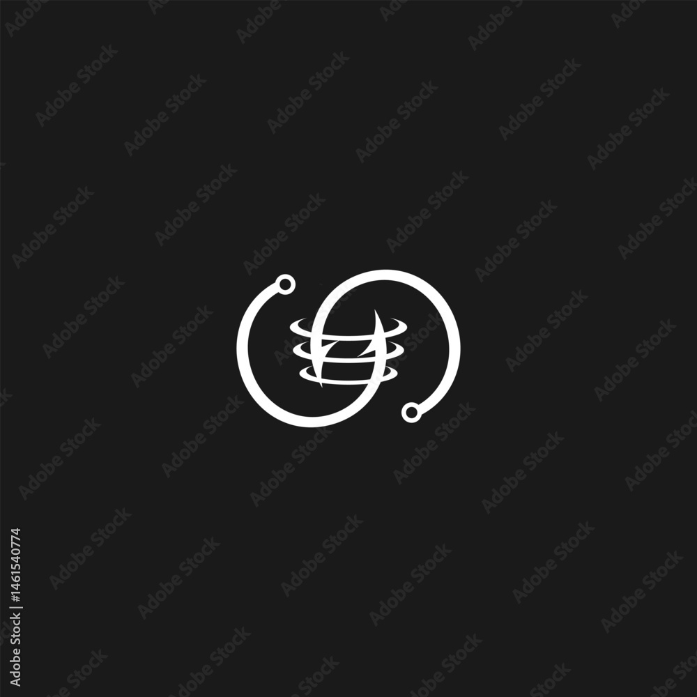 fishing hook Abstract technological concept with circular shapes on a black backdrop fishing hook Abstract technological concept with circular shapes on a black backdrop