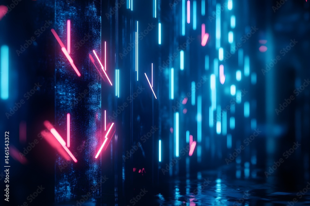Fototapeta premium Abstract neon light display with glowing lines creating a futuristic cyberpunk aesthetic