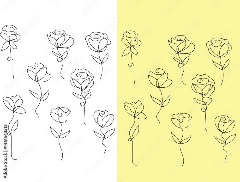 Fototapeta premium Elegant Ornamental Flower Line Art Design for Decoration and Print