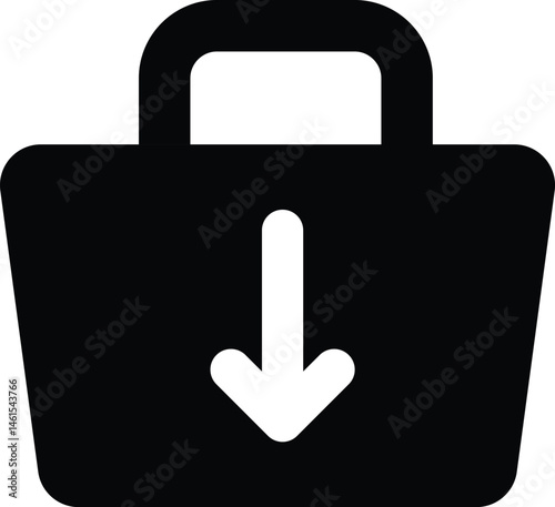 Black 2D vector icon of shopping basket used for e-commerce, online shopping, and retail-related UI or visuals.