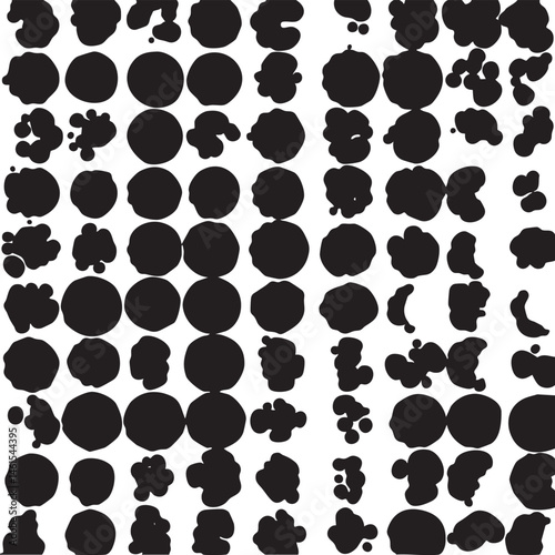 A grid of numerous black circles arranged vertically on a white background.