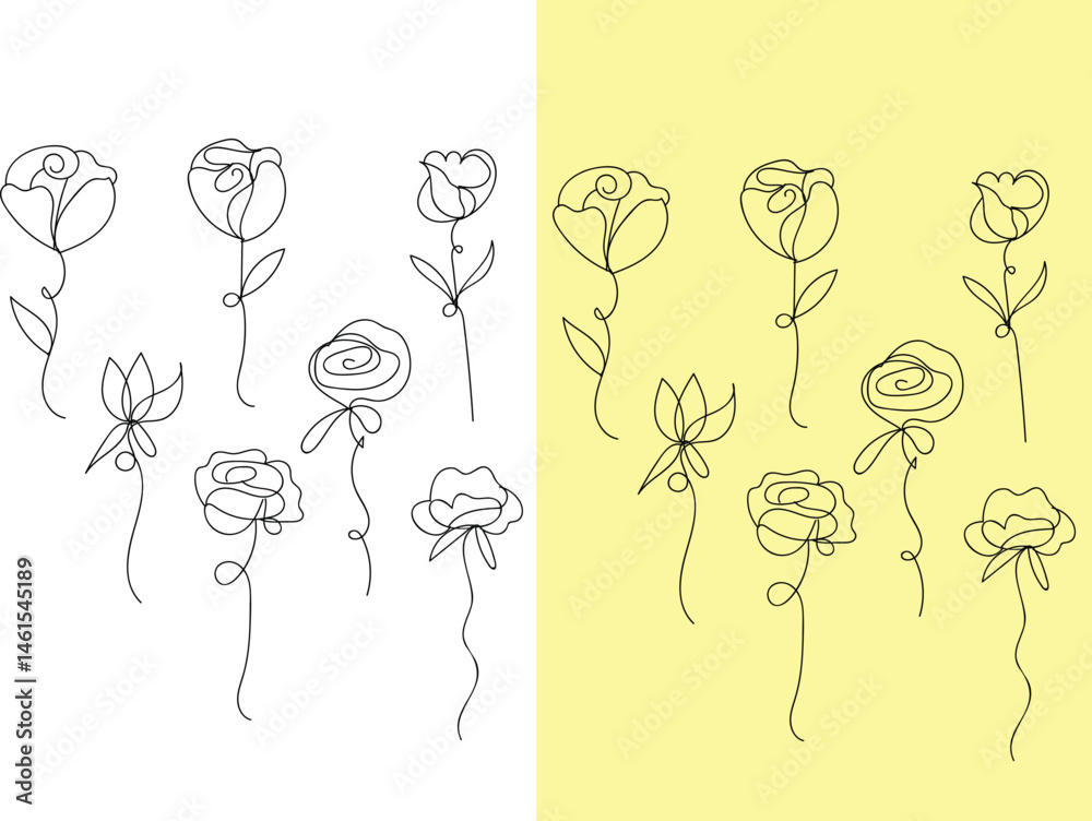 Fototapeta premium Elegant Ornamental Flower Line Art Design for Decoration and Design Projects