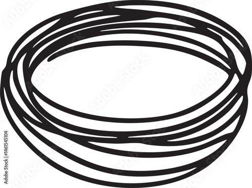 A tightly coiled strand of wire forms a circular shape.
