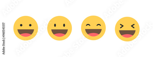 Happy emoji icons set, Laughing face symbols, joyful expression signs, smiley emoji pack, cheerful face icons, laughter emoji set, positive emotions