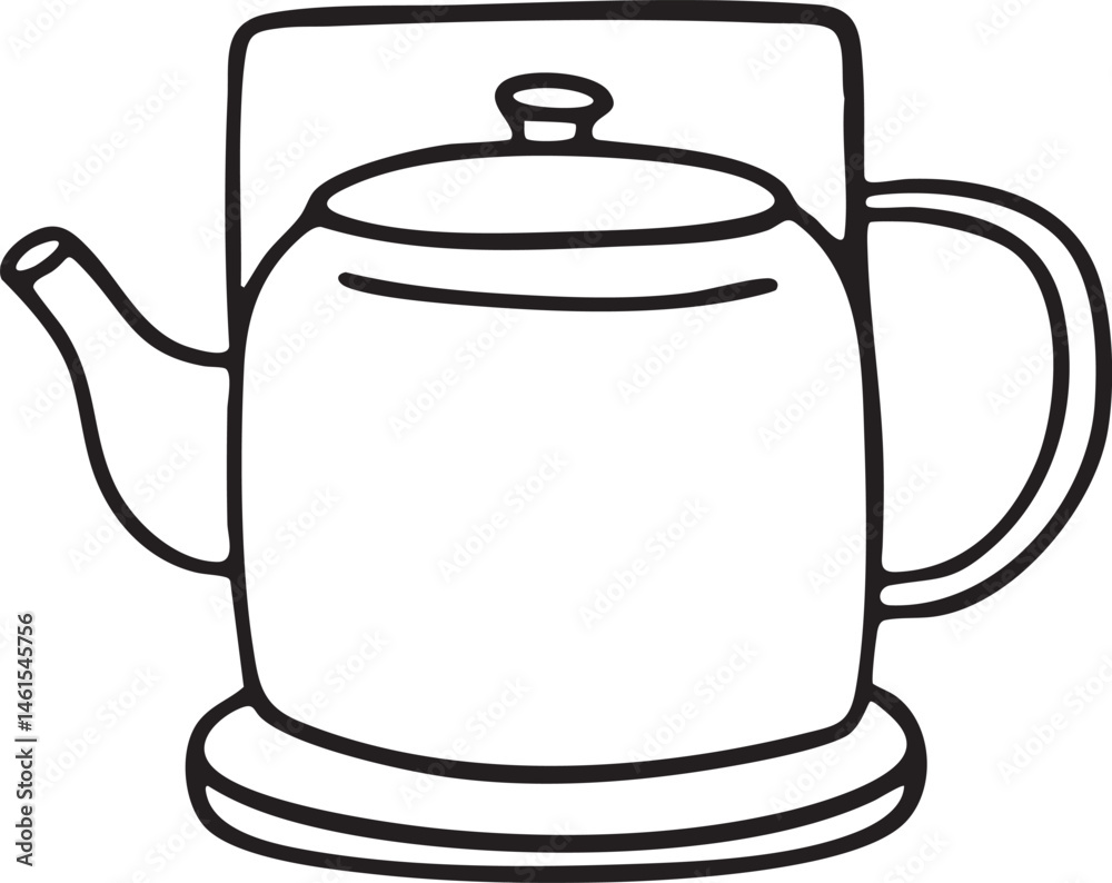 Fototapeta premium A simple black-and-white drawing of a teapot.