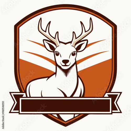 White-tailed Deer Silhouette Vector  ribbon add Wildlife Illustration