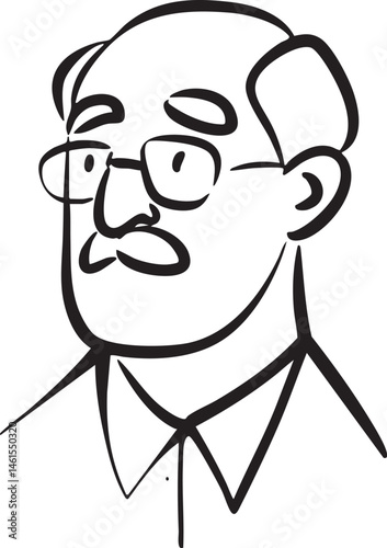 A distinguished elderly man wears spectacles and a patterned shirt.