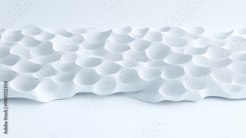 Minimalist white three-dimensional panel featuring organic wavy cell patterns under soft studio lighting.