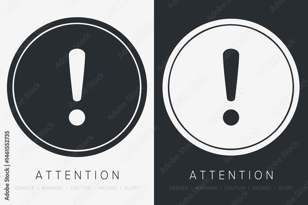 Danger, Warning, Caution. Hazard Signs and Symbols. Vector Icons Danger, Warning, Caution. Hazard Signs and Symbols. Vector Icons