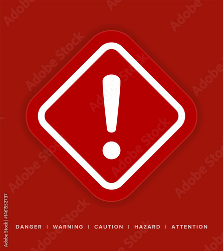 Danger, Warning, Caution. Hazard Signs and Symbols. Vector Icons