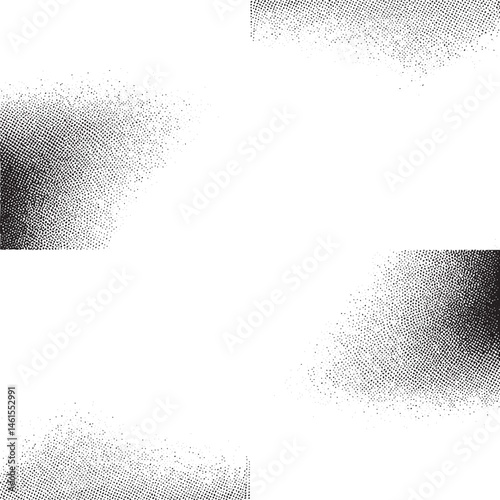 Abstract white background with scattered black dots forming angular shapes.