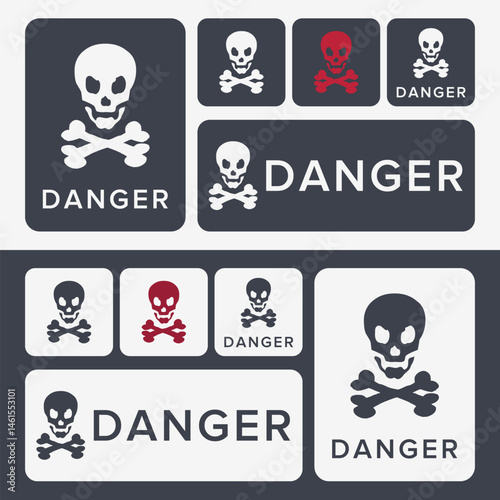Danger, Warning, Caution. Hazard Signs and Symbols. Vector Icons