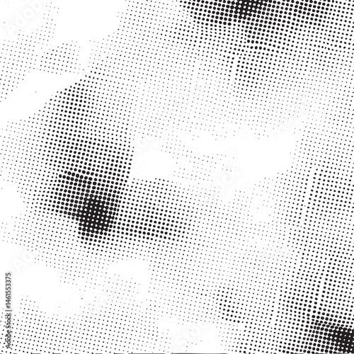 A close-up view of a face composed of numerous small black dots.