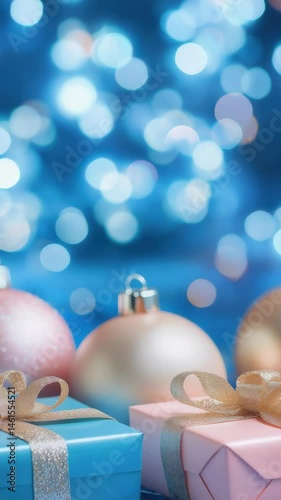 Colorful ornaments and beautifully wrapped gifts create a festive atmosphere for the holiday season