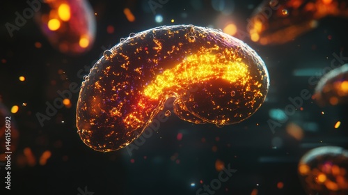 Microscopic cell, vibrant