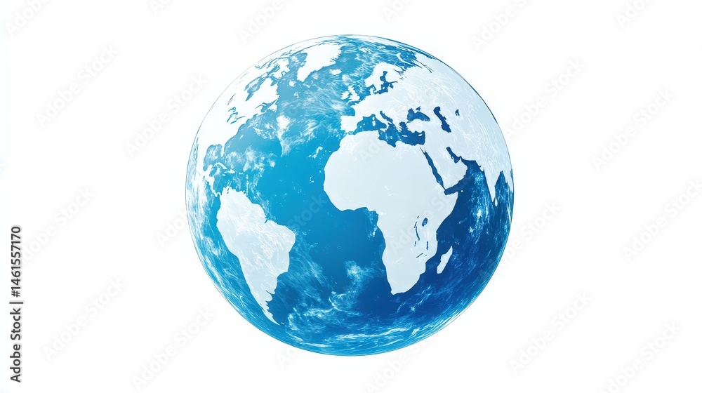 Fototapeta premium A transparent Earth icon with only the continents outlined in white over a clear background