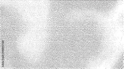 A stark white background is filled with closely spaced small black dots creating a textured