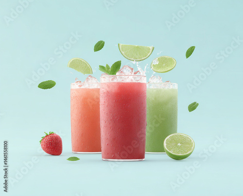 Different smoothies on a light background