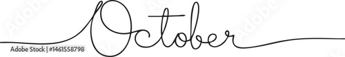 Elegant cursive script displays the word 'October' on a white background.