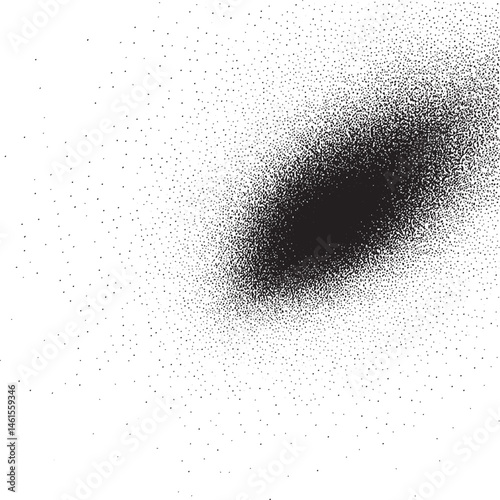 A dense field of tiny black dots spreads across a white background.