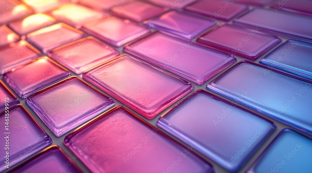 Close-up view of colorful rectangular tiles. Close-up view of colorful rectangular tiles.
