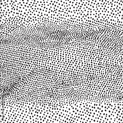 A dense field of black dots forms a textured abstract surface.