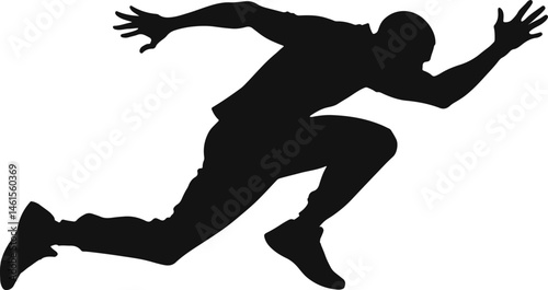 Silhouette of a person captured in a dynamic running or pose