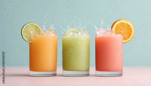 Glasses with different smoothies