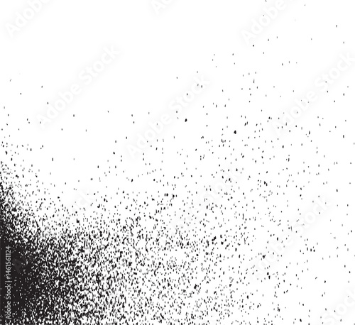 A dense scattering of small dark dots covers the upper portion of a white background.