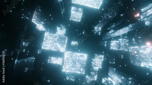 Abstract digital technology futuristic matrix, data stream animation background