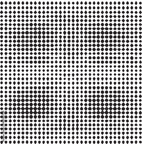 A dense grid of black and white dots creates a visual illusion.
