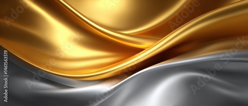 Obraz na płótnie Shimmering waves of gold and silver fabric create an elegant and luxurious abstract background. w salonie