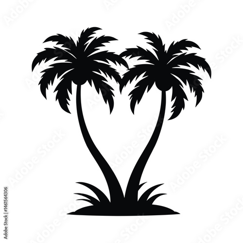 Silhouette of tropical palm trees vector illustration