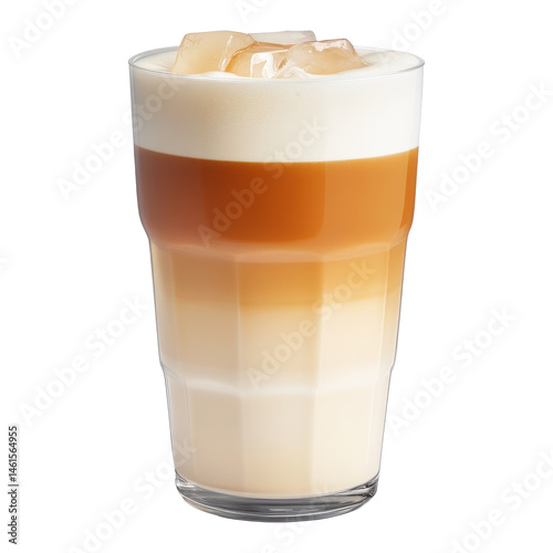 Refreshing ice cappuccino drink  table transparent png beverage bright environment top view