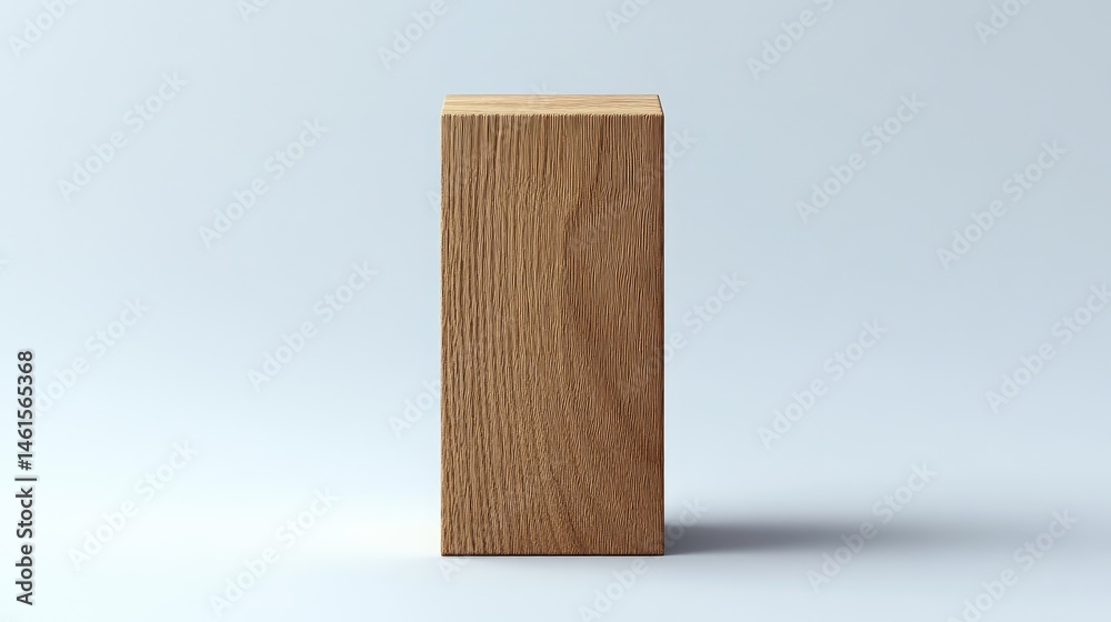 Naklejka premium Simple wooden block against a light background.